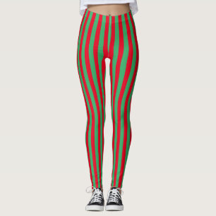 Feierliche Feiertage Rote und grüne vertikale Stre Leggings
