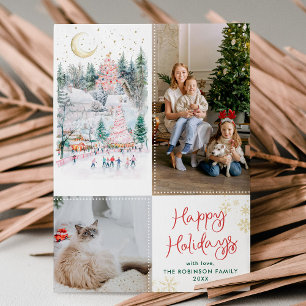 Feierliche Feiertage Rotes Grün 2 Foto Feiertagskarte