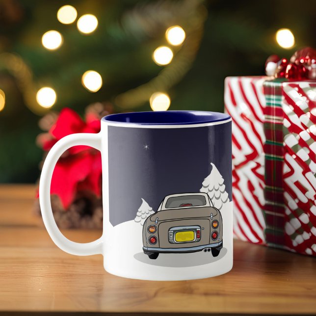 Feierliche Feiertage Topaz Mist Figaro Auto Zweifarbige Tasse (Happy Figmas! Add your name to this festive figaro mug)