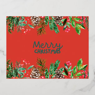 Feierliche Feiertage: Weihnachts-Postkarte Folien Feiertagspostkarte