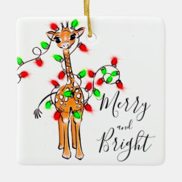 Feierliche Feiertagsgiraffe, rot-grüne Tinkelleuch Keramikornament