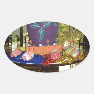 Feierliche Feste Springtime Osterfarbene Eizellen  Ovaler Aufkleber