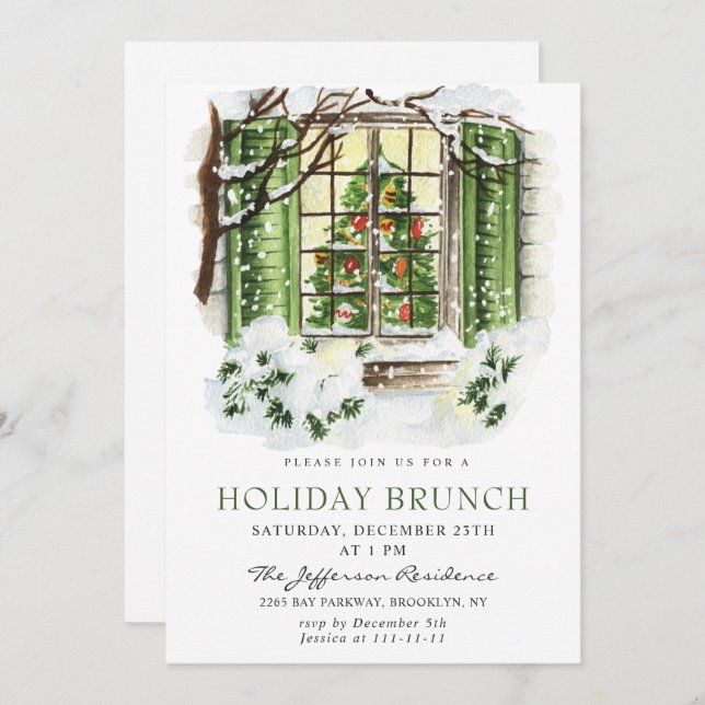 Feierliche Festtage Weihnachtsfeiertage BRUNCH Einladung (Vorne/Hinten)