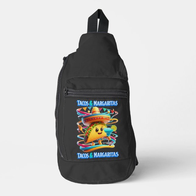 Feierliche Fiesta Flavors tacos und Margaritas Crossbody Bag (Vorderseite)