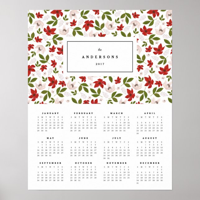 Feierliche Florals 16x20 2017 Jährlicher Kalender Poster (Vorne)