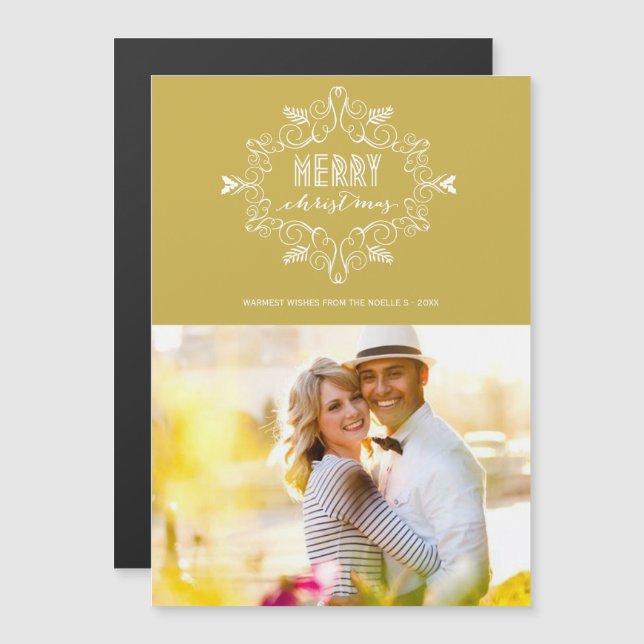 Feierliche Foliage Deko Holiday Foto Magnetkarte (Vorne/Hinten)