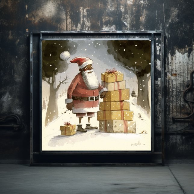 Feierliche Freude: Der glückliche schwarze Santa Poster (Von Creator hochgeladen)