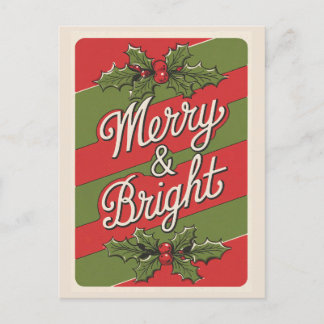 Feierliche Freude: Merry & Bright Feiertagspostkarte