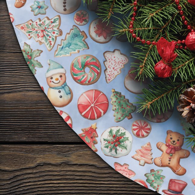 Feierliche Freude: Weihnachts-Cookie Wunderland Polyester Weihnachtsbaumdecke (Von Creator hochgeladen)