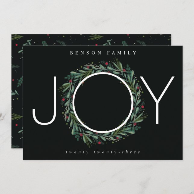 Feierliche Freude Weihnachtsfeier Blätter Berries  Feiertagskarte (Vorne/Hinten)