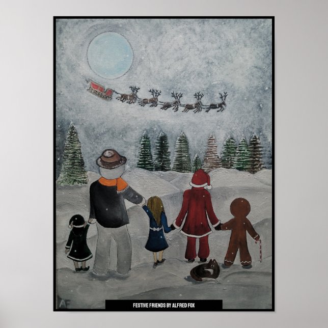 Feierliche Freunde Gemälde von Alfred Fox Poster (Vorne)