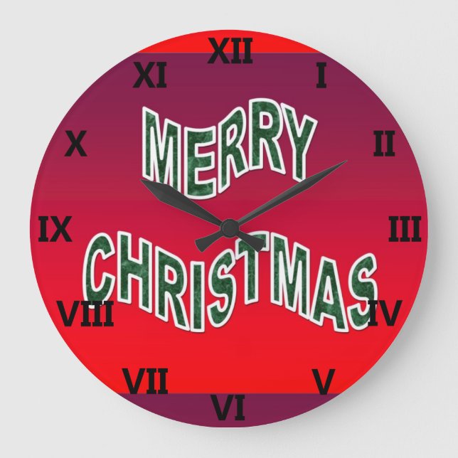 Feierliche Frohe Weihnachten Große Wanduhr (Vorderseite)