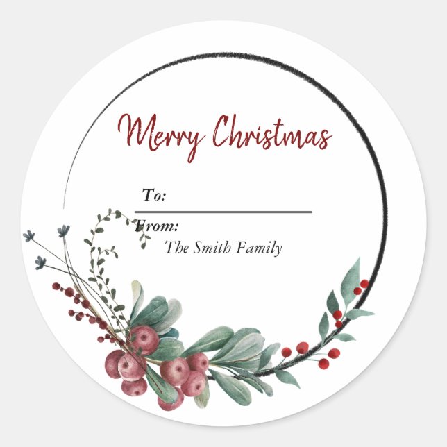 Feierliche Frohe Weihnachten Runder Aufkleber (Vorderseite)