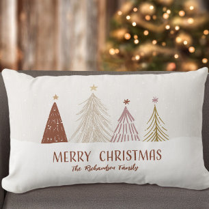 Feierliche Frohe Weihnachtsbaumen Weihnachtsfamili Lendenkissen