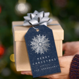 Feierliche fröhliche Gabe an die Snowflakes Star Geschenkanhänger