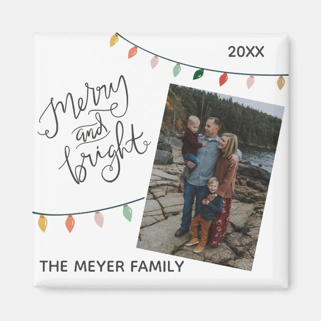 Feierliche fröhliche und helle Weihnachtsbeleuchtu Magnet (Vorne)