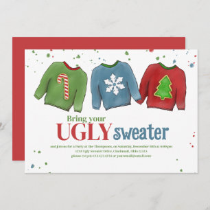 Feierliche Funny Ugly Sweater Weihnachten Einladung