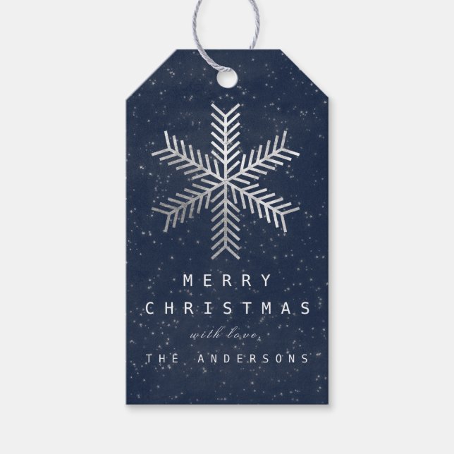 Feierliche Gabe an die Silver Blue Navy Geschenkanhänger (Vorderseite)