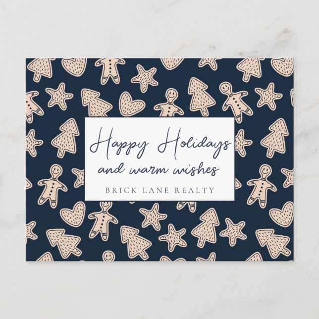 Feierliche Gingerbrot Business Happy Holidays Feiertagspostkarte (Vorderseite)