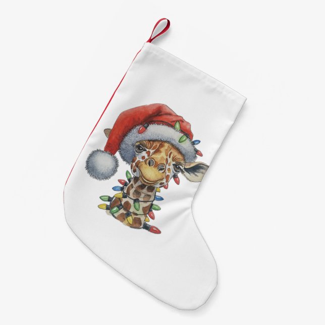 Feierliche Giraffe Kleiner Weihnachtsstrumpf (Vorderansicht (hängend))
