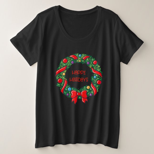 Feierliche glückliche Ferien Whimsical Reef Text M Große Größe T-Shirt (Design vorne)