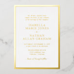 Feierliche Goldhochzeit Folieneinladung<br><div class="desc">Formal Gold Hochzeitsfoil Einladung. Einfach und stilvoll präsentiert sich diese formelle Hochzeitseinladung mit einem eleganten Rahmen und einer eleganten Kalligraphie,  die in echter Goldfolie gepresst wird.</div>