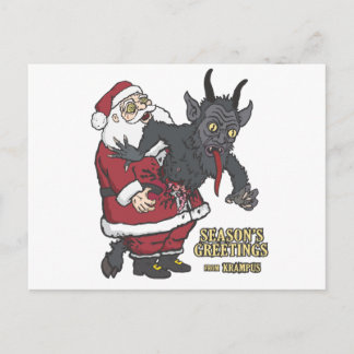 Feierliche Grüße von Krampus (und Santa) Feiertagspostkarte
