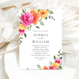 Feierliche, hellrosa Blume Orange Hochzeiten Einladung
