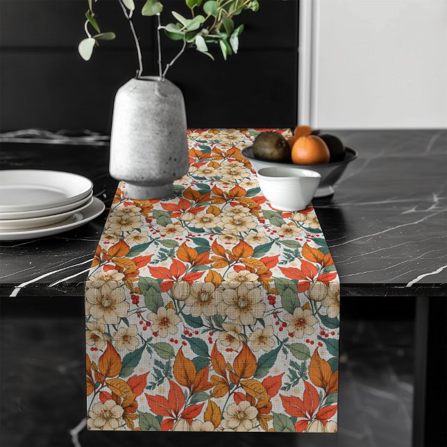 Feierliche Herbstblüten Tischläufer Saisonaler Akz (Festive Autumn Blooms Table Runner Seasonal Accent)