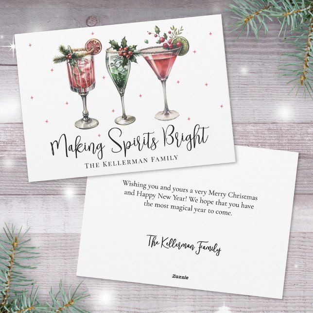 Feierliche Herstellung von Spirituosen Helle Weihn Feiertagskarte (Festive Making Spirits Bright Christmas Holiday Card)
