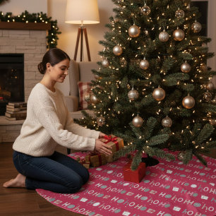Feierliche Ho Ho Ho Chic Weihnachtsfeiertag Polyester Weihnachtsbaumdecke