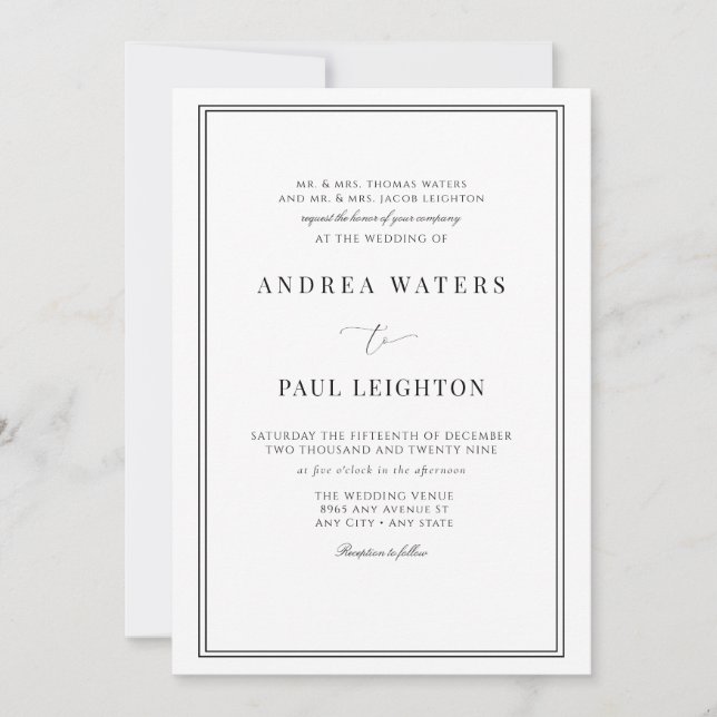 Feierliche Hochzeit Einladung (Vorderseite)