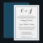 Feierliche Hochzeit Einladung von Bride-Eltern<br><div class="desc">Diese formelle Standard-Hochzeitseinladung für Hochzeiten,  die von den Eltern der Braut gehostet werden. Es ist eine einfache weiße Einladung mit einem blauen Rand und zurück.</div>