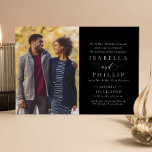 Feierliche Hochzeit in Schwarz-Weiß-Foto Einladung<br><div class="desc">Mit klassischer und eleganter Typografie Set diese feierliche Hochzeitseinladung den Ton für eine zeitlose Hochzeit. Ideal für eine Affäre mit schwarzer Krawatte. In der Hochzeitssuite sind auch Koordinationsstücke erhältlich. Diese horizontale Karte bietet Platz für ein Foto neben dem schönen Typ, um Ihren großen Tag zu feiern. Nicht-Foto-Versionen sind ebenfalls verfügbar,...</div>