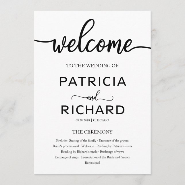 Feierliche Hochzeit - Reihenfolge des Serviceprogr Programm (Vorderseite)