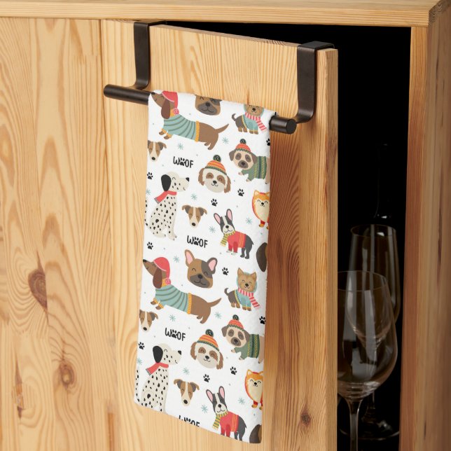 Feierliche Hunde im Urlaubsmuster Sweaters Geschirrtuch (Drittel gefaltet)