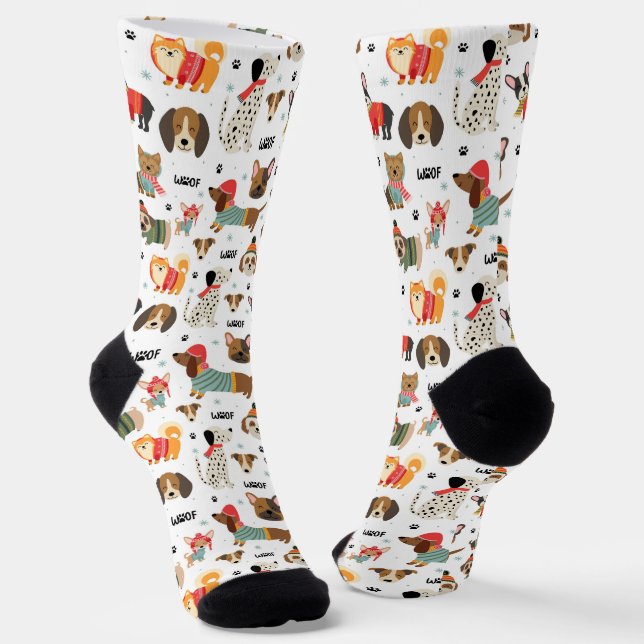 Feierliche Hunde im Urlaubsmuster Sweaters Socken (Gewinkelt)