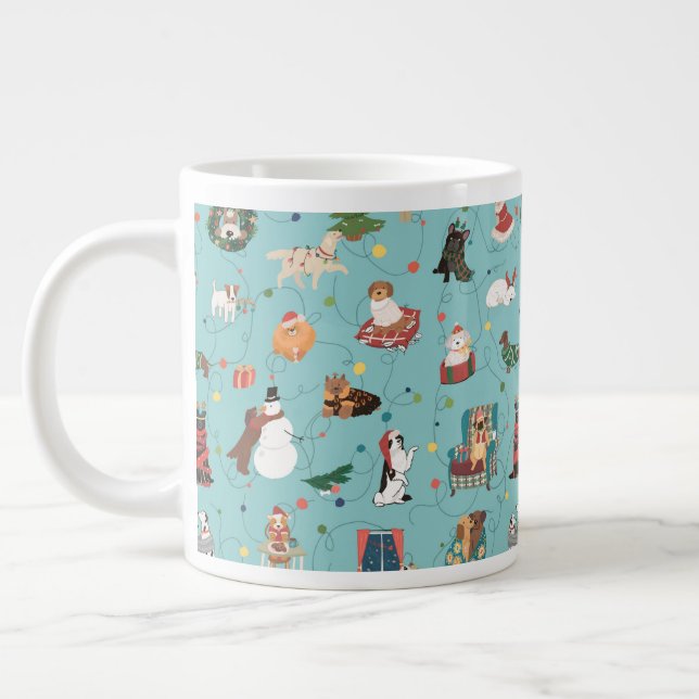 Feierliche Hunde in Weihnachten Sweaters Pattern Jumbo-Tasse (Links)