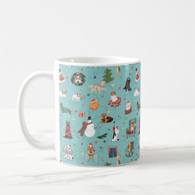 Feierliche Hunde in Weihnachten Sweaters Pattern Kaffeetasse (Links)