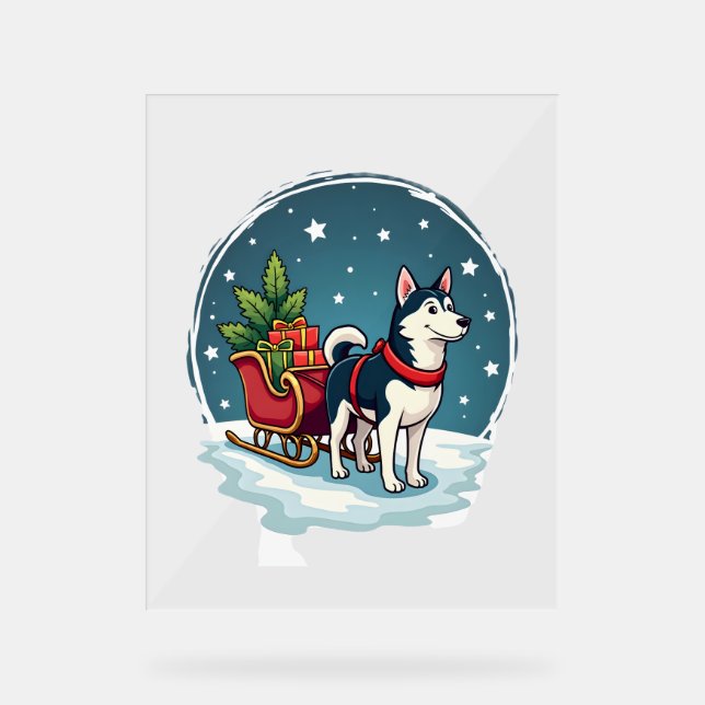 Feierliche Husky-Reise Acrylschild (Vorderseite)