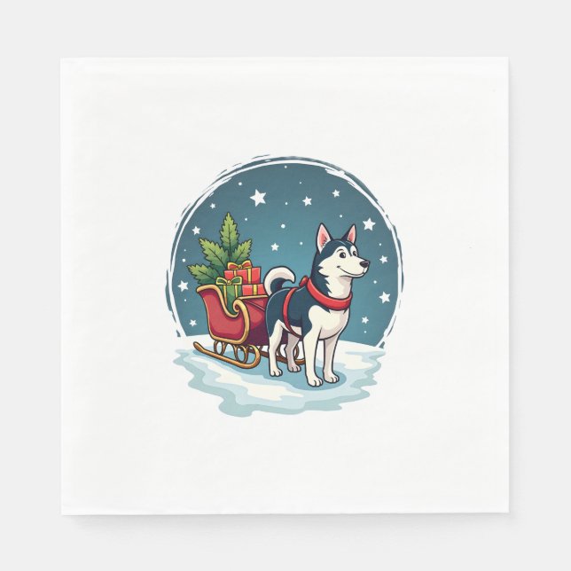 Feierliche Husky-Reise Serviette (Vorderseite)