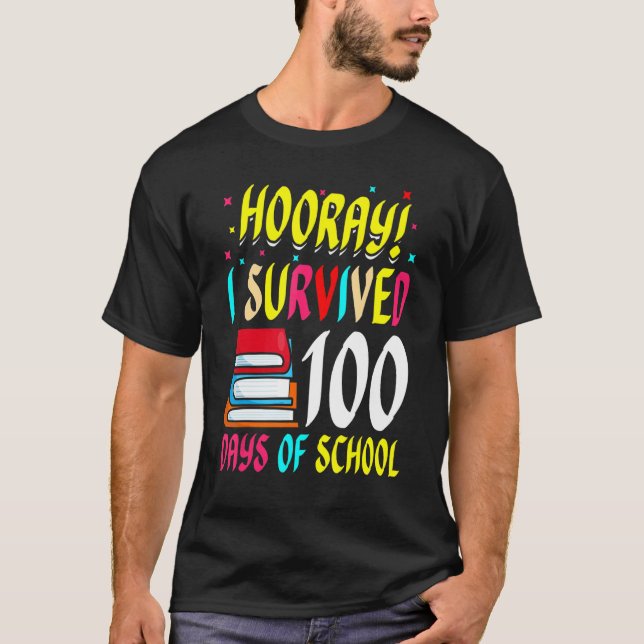 Feierliche Ich überlebte 100 Tage Schule T-Shirt (Vorderseite)