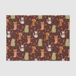 Feierliche Katze Hund Weihnachtslicht rot Seidenpapier