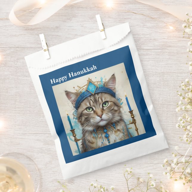 Feierliche Katze in spielerischer hanukkah-Verklei Geschenktütchen (Ausgeschnitten)
