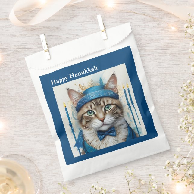 Feierliche Katze in spielerischer hanukkah-Verklei Geschenktütchen (Ausgeschnitten)