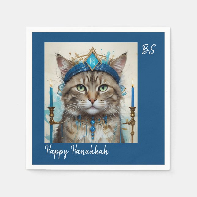 Feierliche Katze in spielerischer hanukkah-Verklei Serviette (Vorderseite)