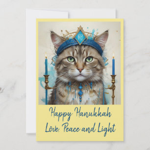 Feierliche Katze in verschleierten Spielen Hanukka Feiertagskarte