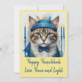 Feierliche Katze in verschleierten Spielen Hanukka Feiertagskarte