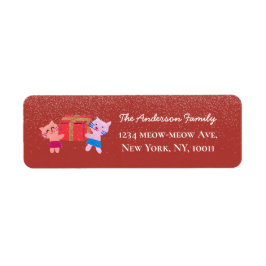 Feierliche Katzen Schnee fällt rote Weihnachtsfeie