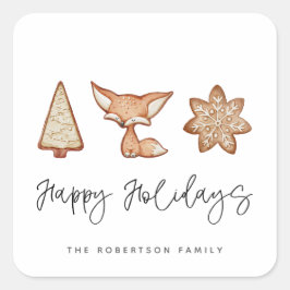 Feierliche Kekse Trio Weihnachten Quadratischer Aufkleber